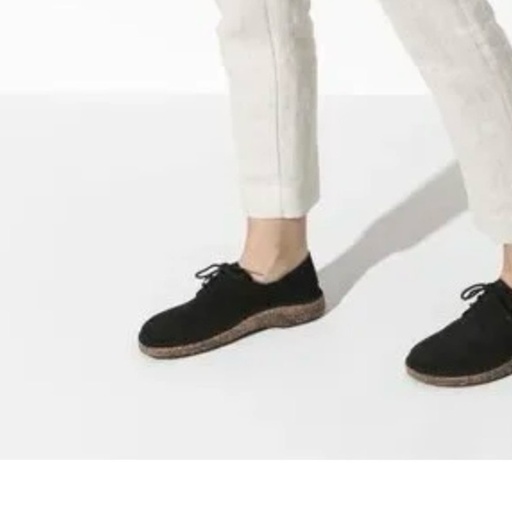 Birkenstock Black Lace-Up Shoes with Cork Sole